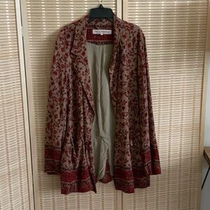 Free People Burgundy Floral Drape Jacket Size Medium